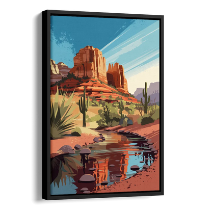 Sedona Cathedral Rock Views Side - Black Canvas Wall Art