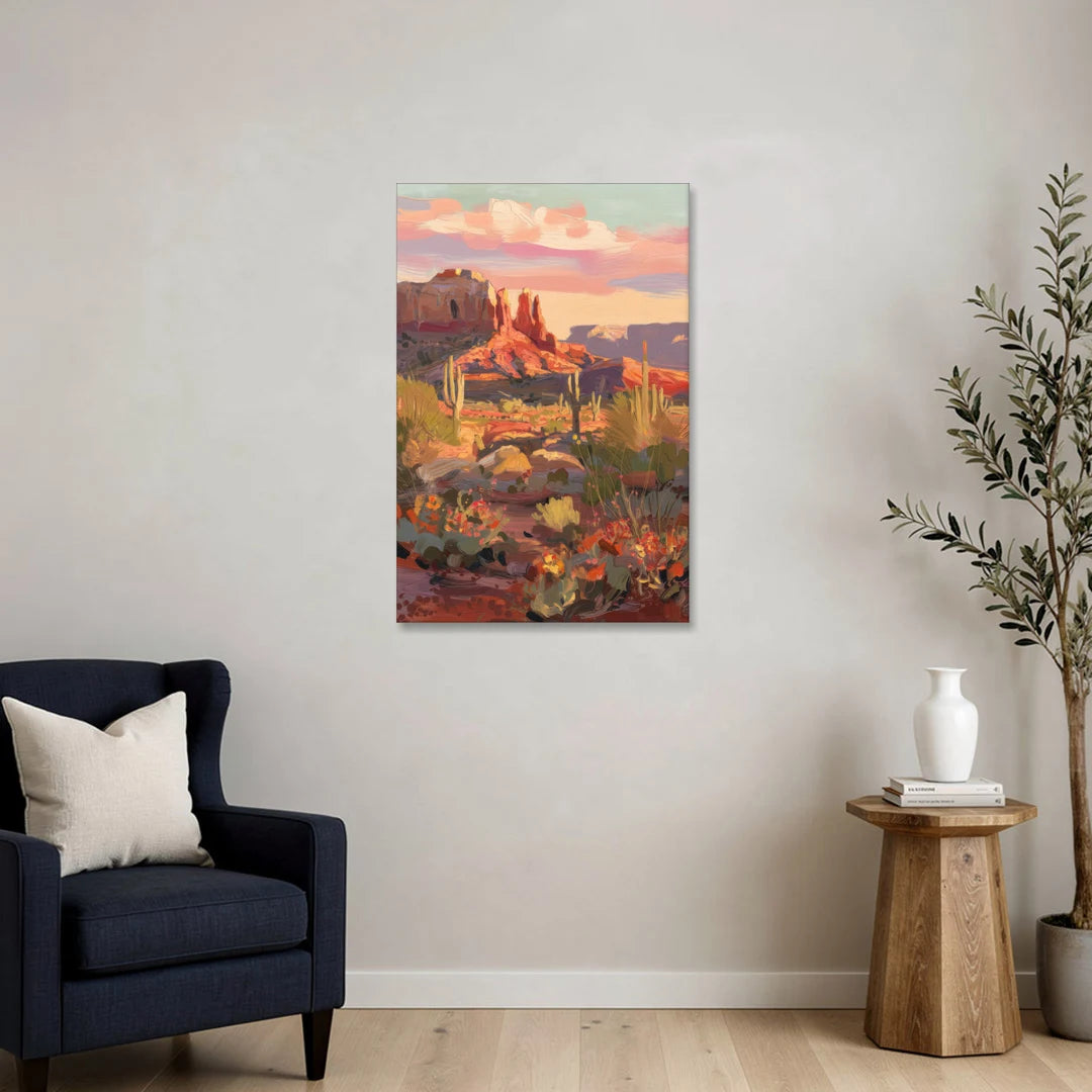 Sedona Desert Bloom Scenery - Canvas Wall Art - Sofa - 24x36