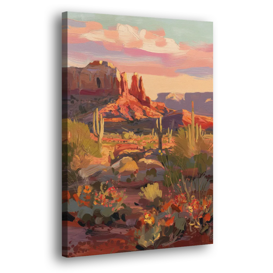 Sedona Desert Bloom Scenery Side - Canvas Wall Art