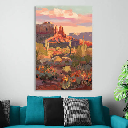 Sedona Desert Bloom Scenery Living Room - Canvas Wall Art