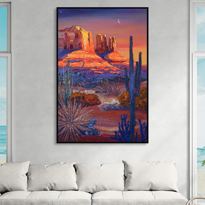 Sedona Desert Twilight Living Room - Black Canvas Wall Art