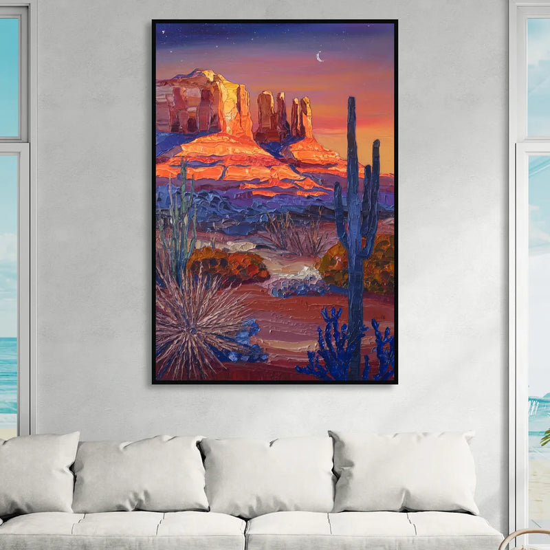 Sedona Desert Twilight Living Room - Black Canvas Wall Art