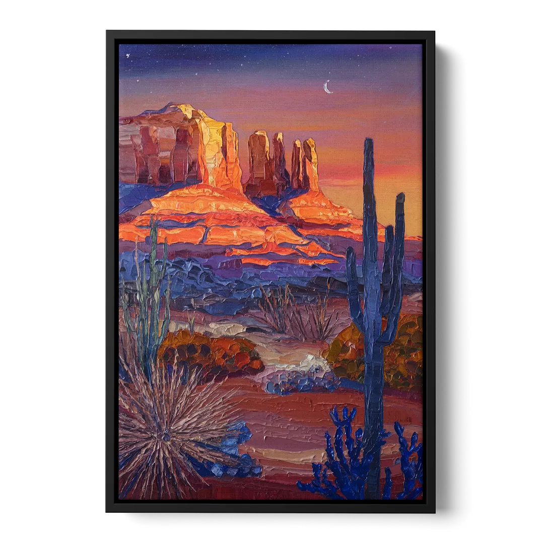 Sedona Desert Twilight Front - Black Canvas Wall Art