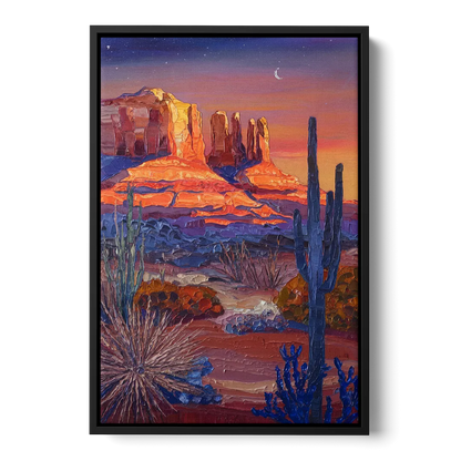 Sedona Desert Twilight Front - Black Canvas Wall Art