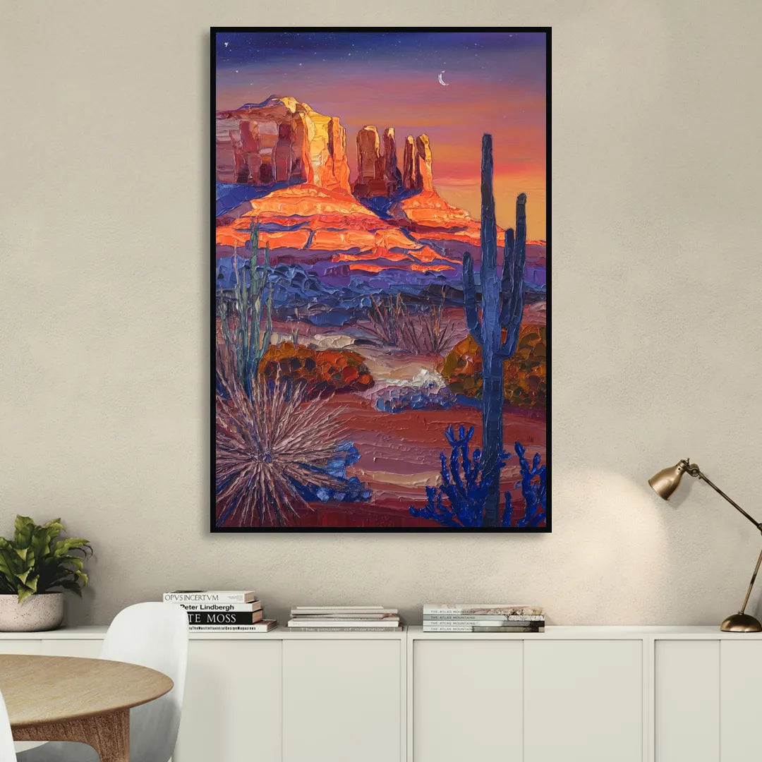 Sedona Desert Twilight Sitting Room - Black Canvas Wall Art