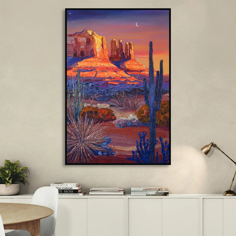 Sedona Desert Twilight Sitting Room - Black Canvas Wall Art