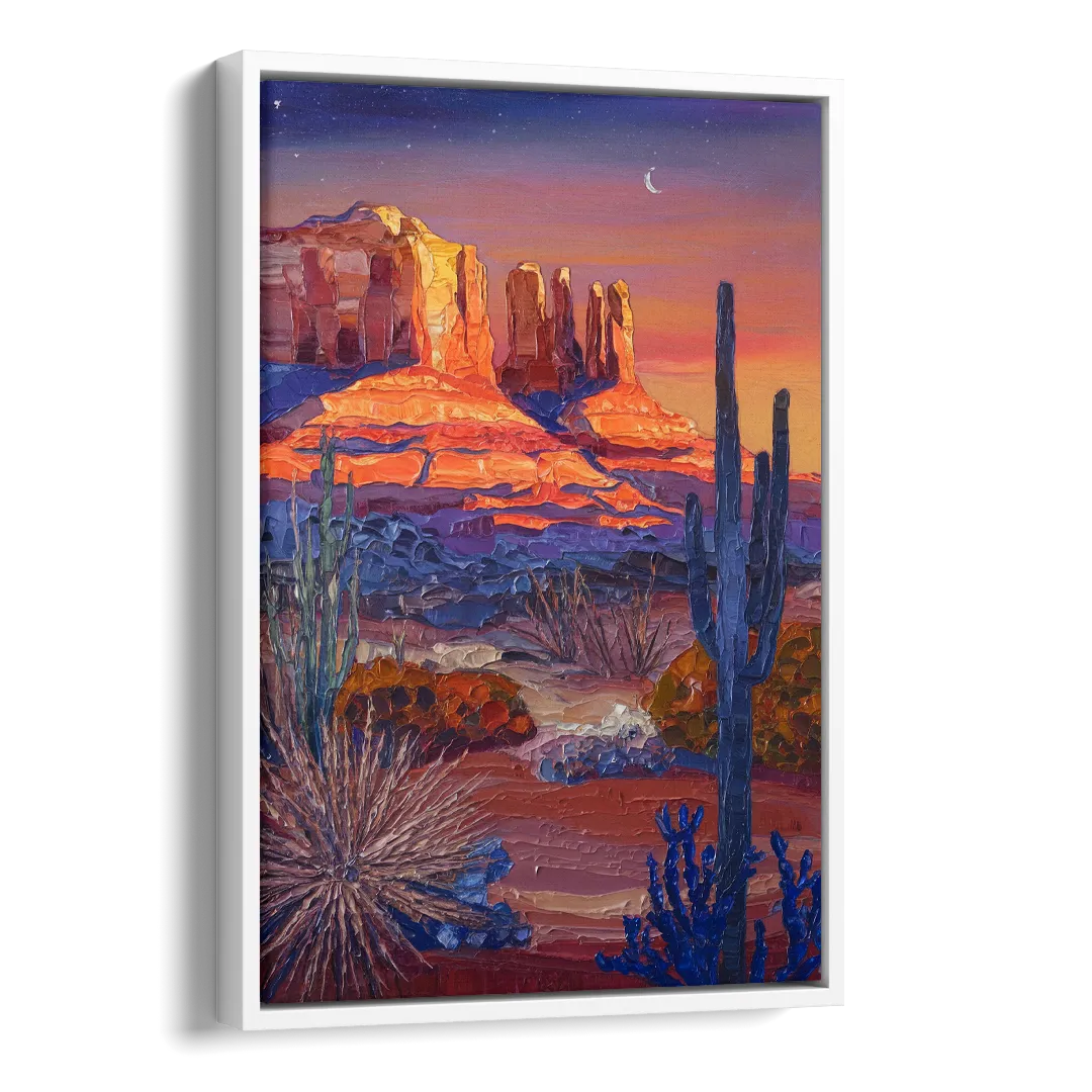 Sedona Desert Twilight Side - White Canvas Wall Art