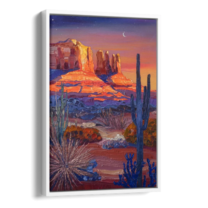 Sedona Desert Twilight Side - White Canvas Wall Art
