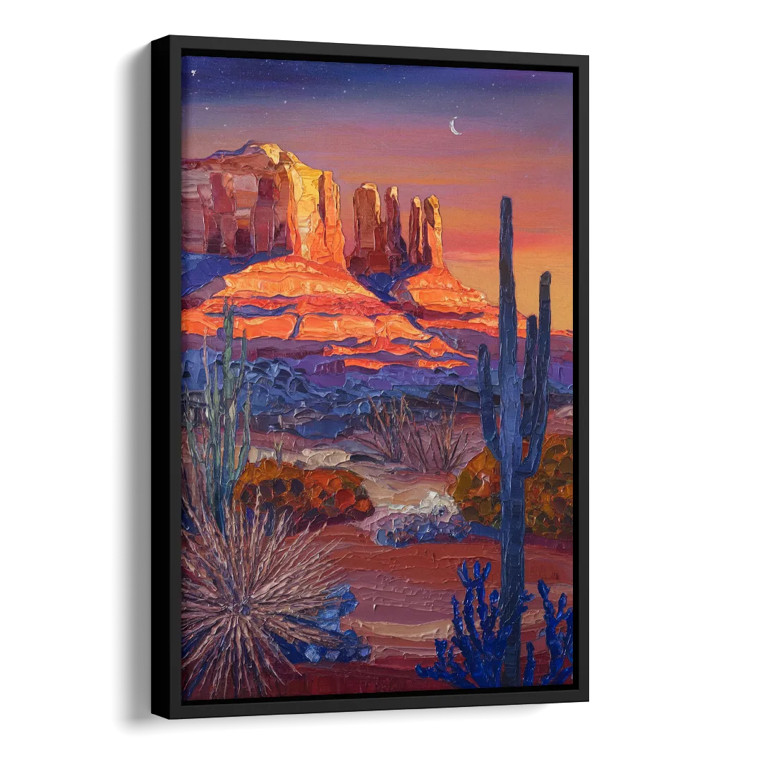 Sedona Desert Twilight Side - Black Canvas Wall Art