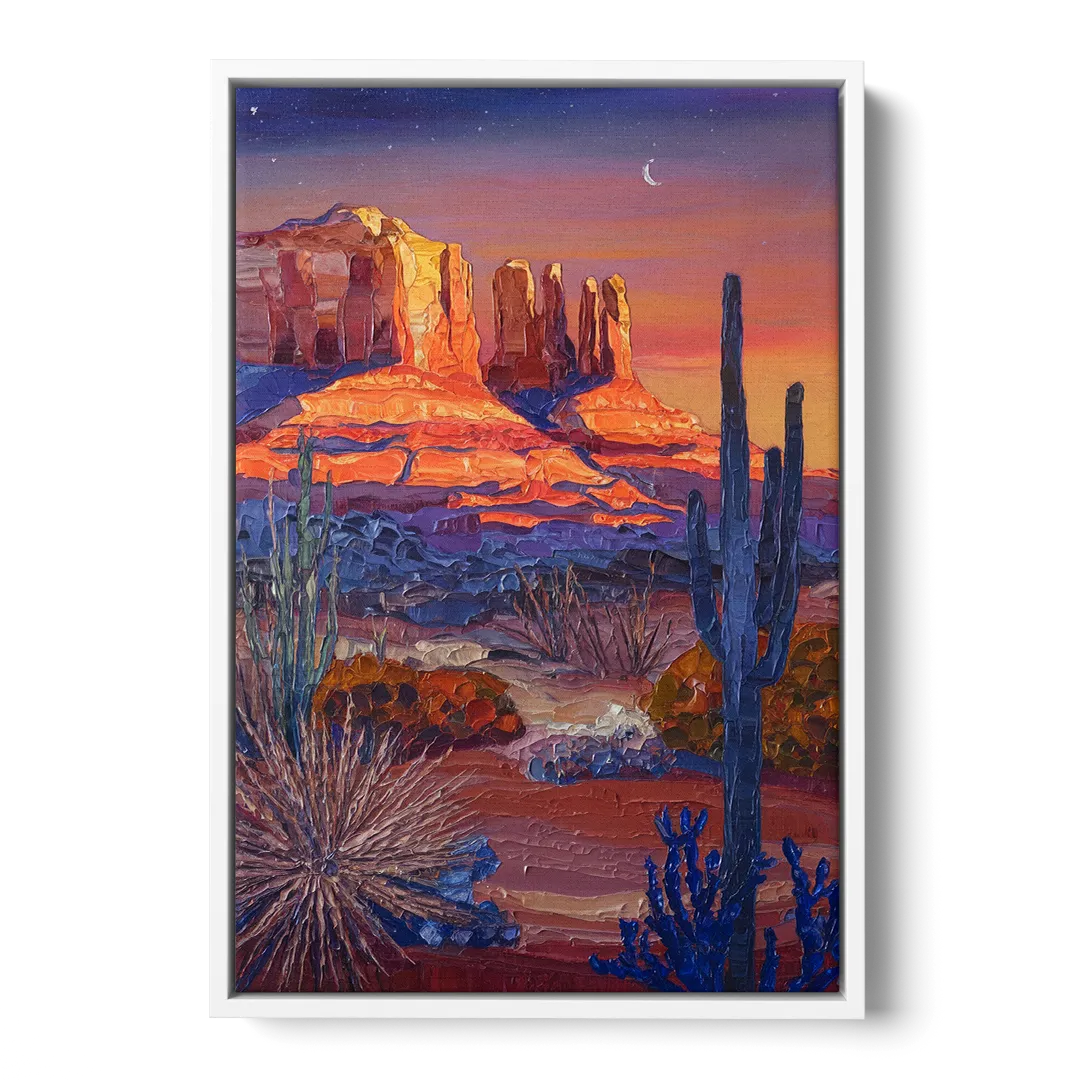 Sedona Desert Twilight Front - White Canvas Wall Art