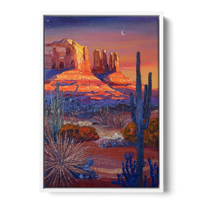 Sedona Desert Twilight Front - White Canvas Wall Art