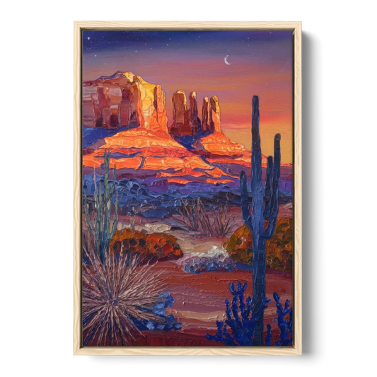 Sedona Desert Twilight - Oak Framed Canvas Wall Art - Front
