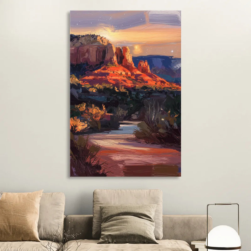 Sedona Evening Sky Glow Living Room - Canvas Wall Art