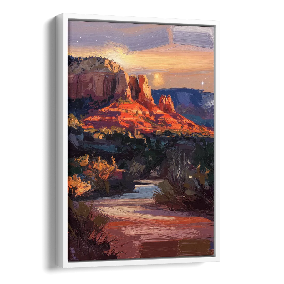Sedona Evening Sky Glow Side - White Canvas Wall Art