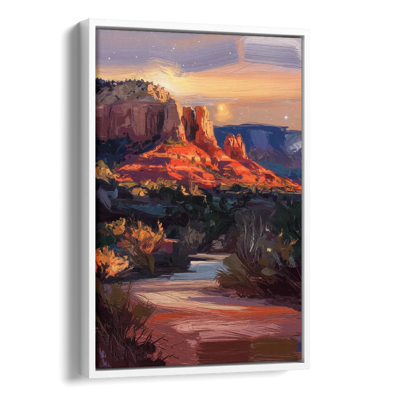 Sedona Evening Sky Glow Side - White Canvas Wall Art