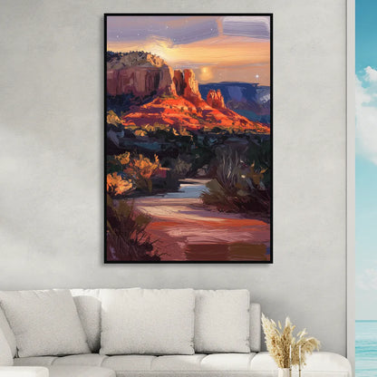 Sedona Evening Sky Glow Sitting Room - Black Canvas Wall Art