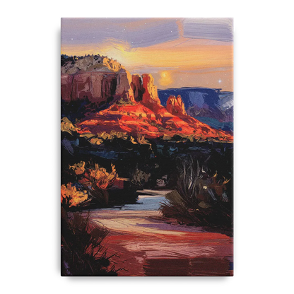 Sedona Evening Sky Glow Front - Canvas Wall Art