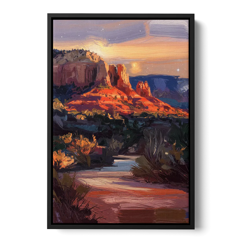 Sedona Evening Sky Glow Front - Black Canvas Wall Art