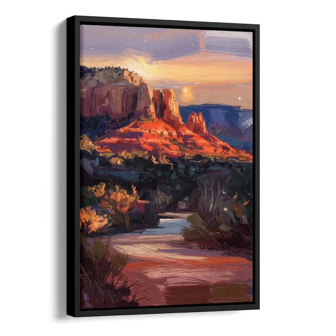 Sedona Evening Sky Glow Side - Black Canvas Wall Art