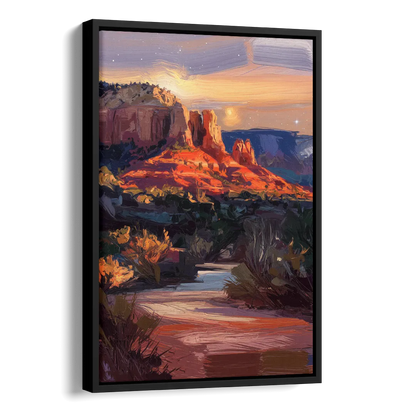 Sedona Evening Sky Glow Side - Black Canvas Wall Art
