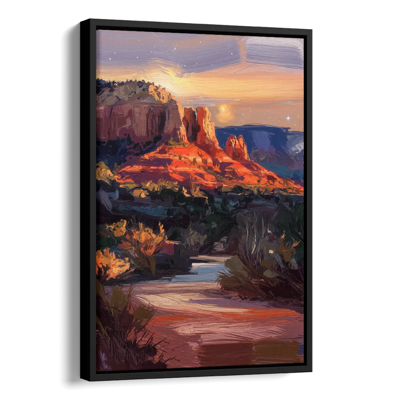 Sedona Evening Sky Glow Side - Black Canvas Wall Art