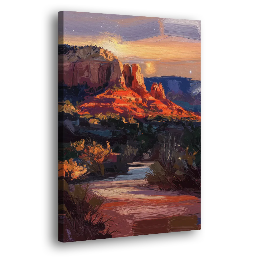 Sedona Evening Sky Glow Side - Canvas Wall Art