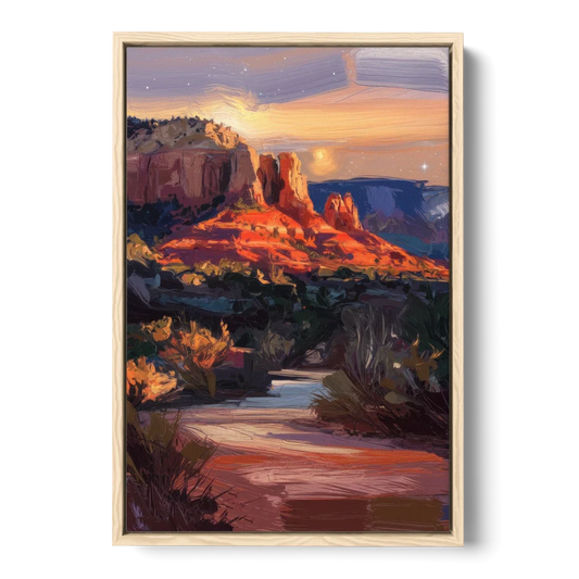 Sedona Evening Sky Glow - Oak Framed Canvas Wall Art - Front