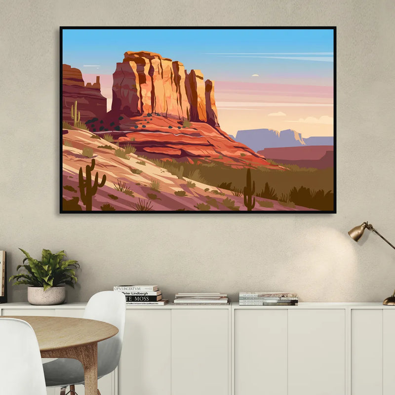Sedona Majestic Rock Formations Sitting Room - Black Canvas Wall Art
