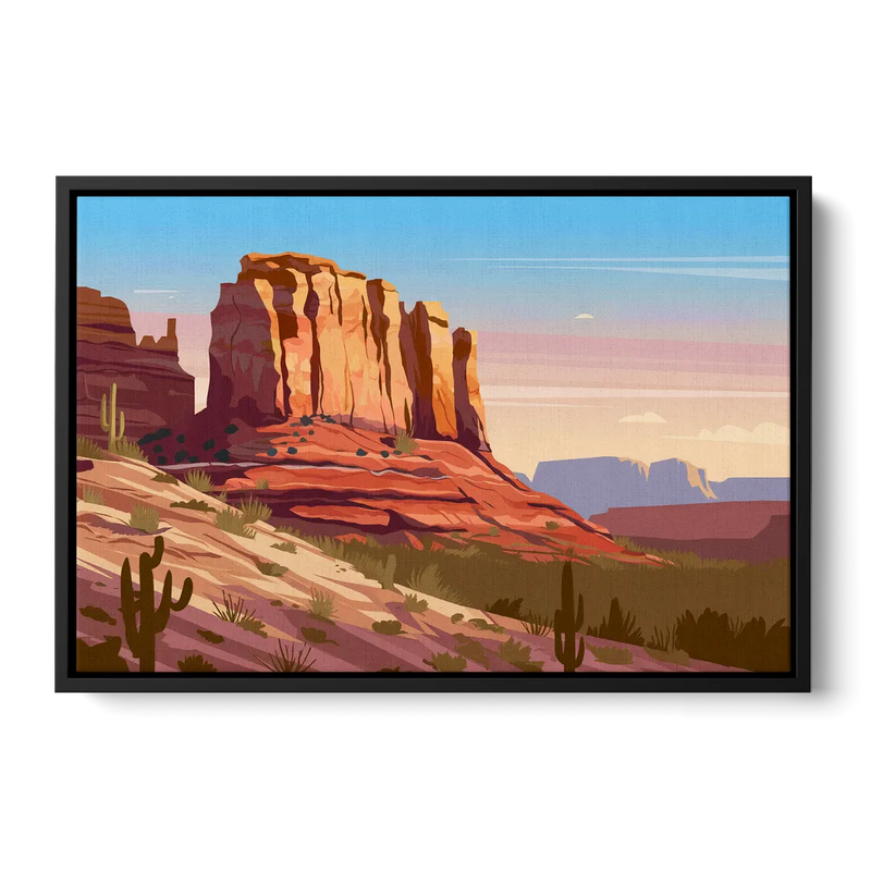 Sedona Majestic Rock Formations Front - Black Canvas Wall Art
