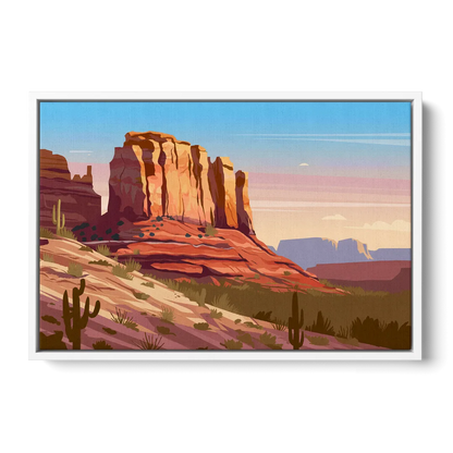 Sedona Majestic Rock Formations Front - White Canvas Wall Art