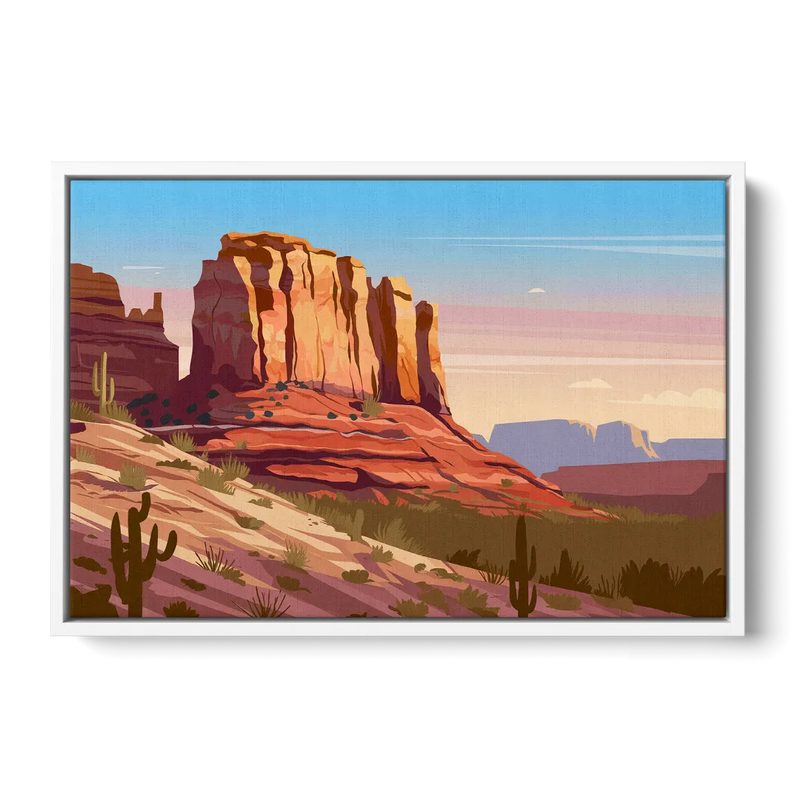 Sedona Majestic Rock Formations Front - White Canvas Wall Art