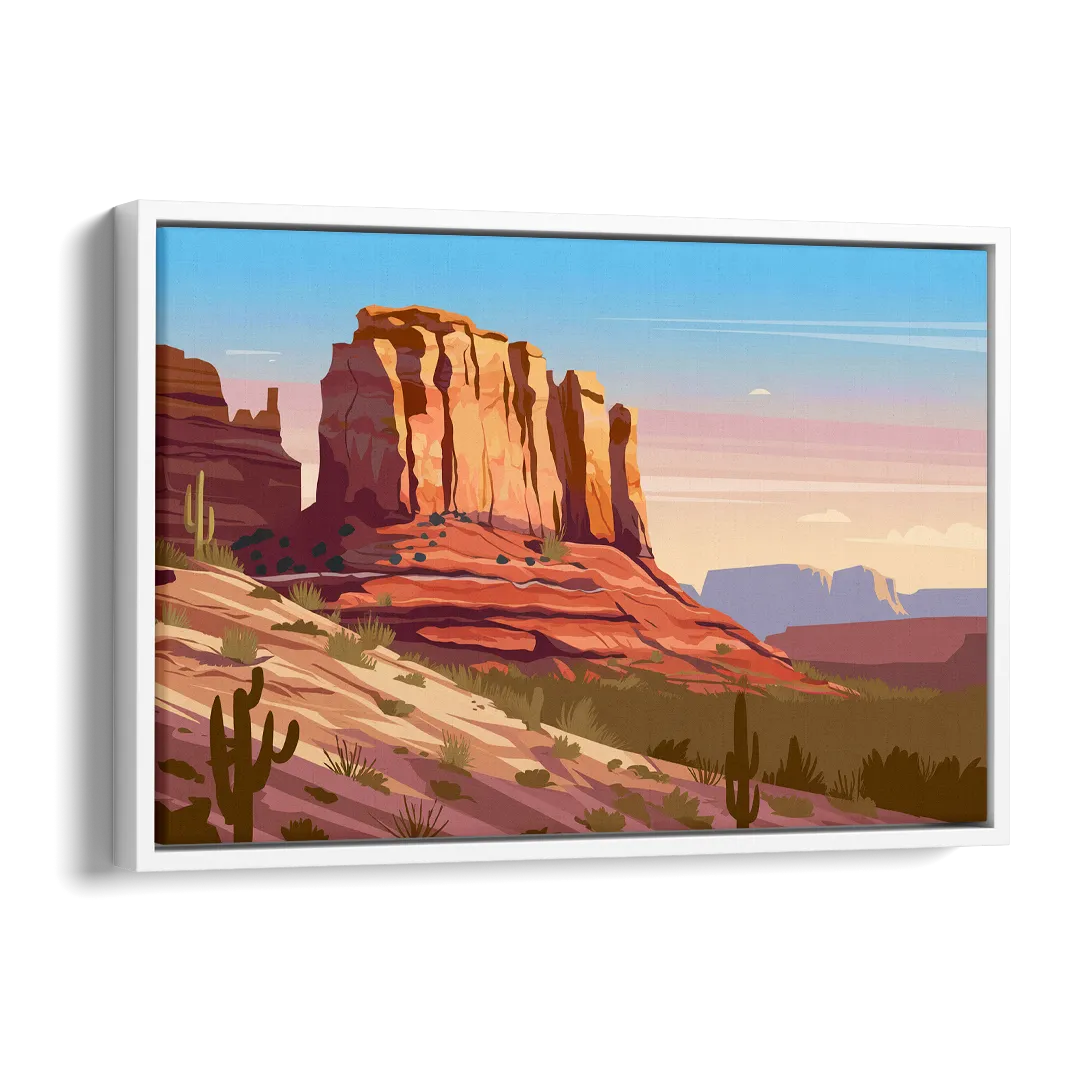Sedona Majestic Rock Formations Side - White Canvas Wall Art