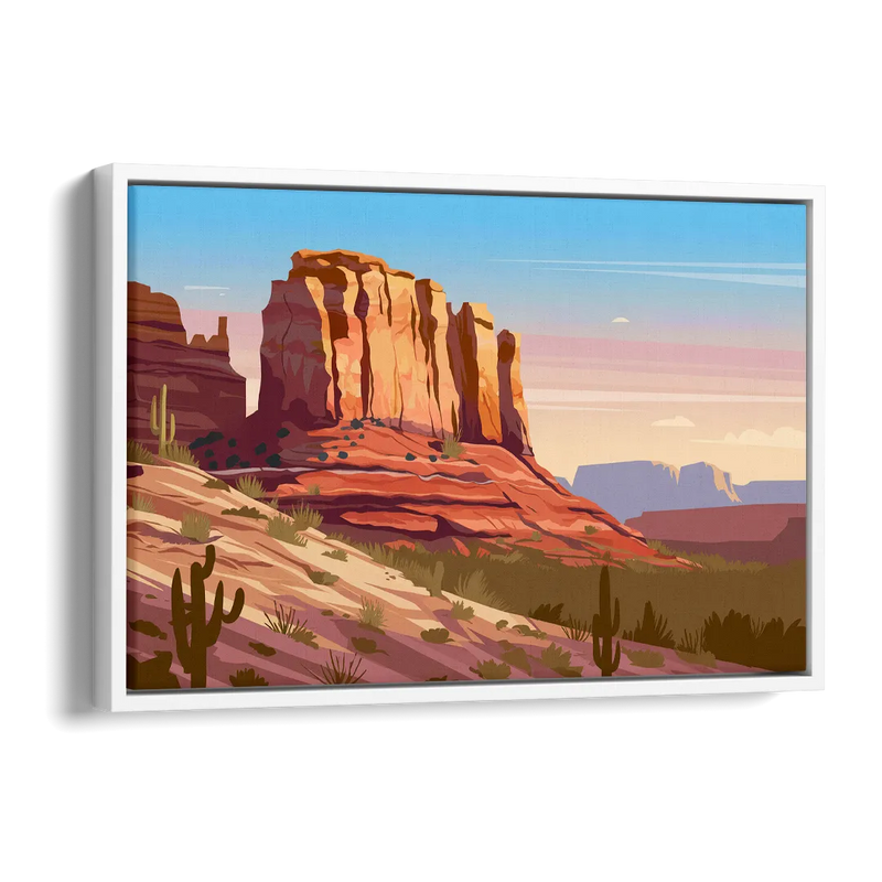Sedona Majestic Rock Formations Side - White Canvas Wall Art