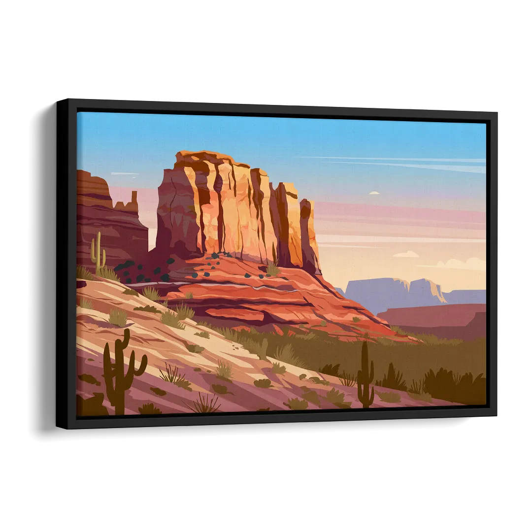 Sedona Majestic Rock Formations Side - Black Canvas Wall Art