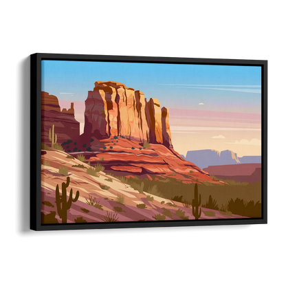 Sedona Majestic Rock Formations Side - Black Canvas Wall Art