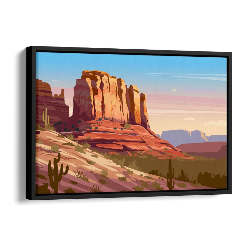 Sedona Majestic Rock Formations Side - Black Canvas Wall Art