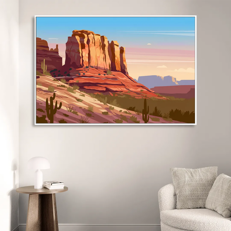 Sedona Majestic Rock Formations Sitting Room - White Canvas Wall Art