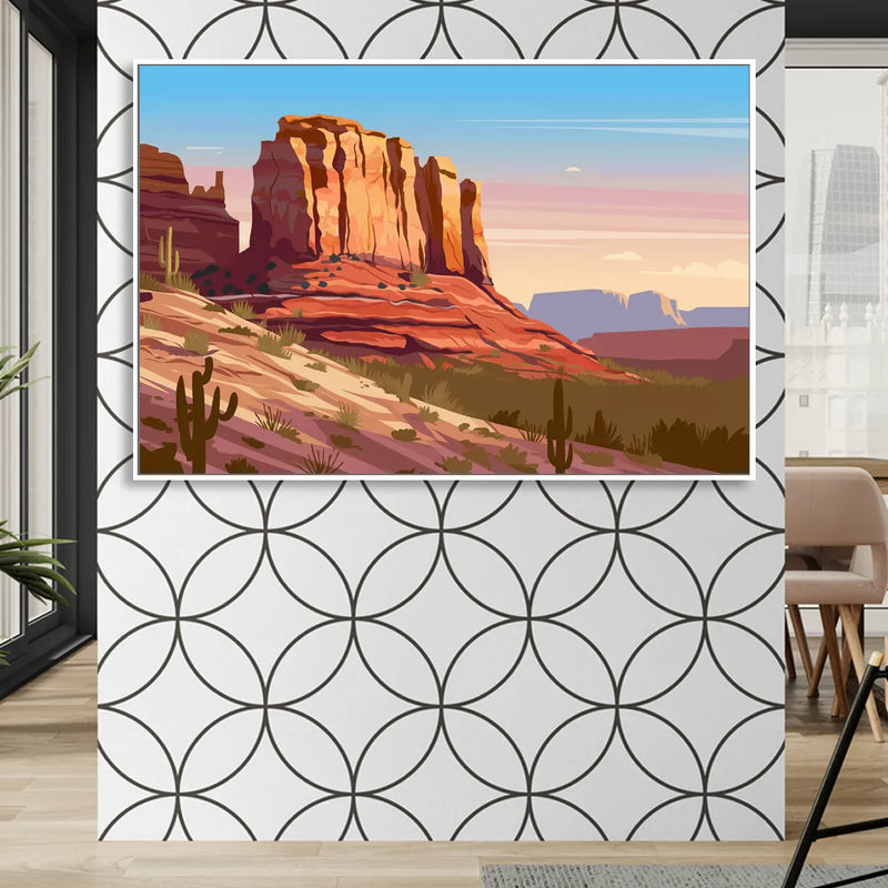 Sedona Majestic Rock Formations Living Room - White Canvas Wall Art