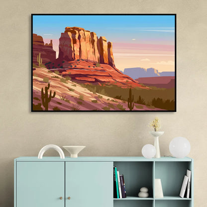 Sedona Majestic Rock Formations Living Room - Black Canvas Wall Art