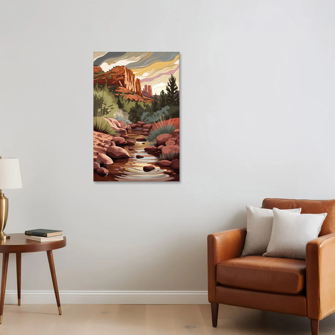 Sedona Oak Creek Reflections - Canvas Wall Art - Sofa - 24x36
