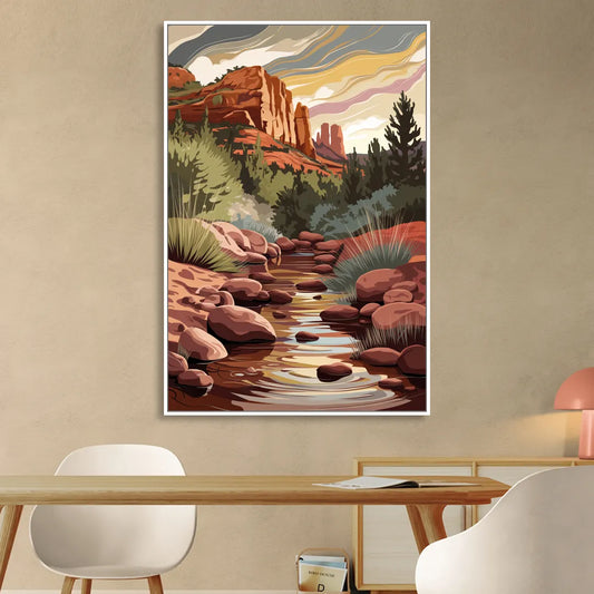 Sedona Oak Creek Reflections Living Room - White Canvas Wall Art