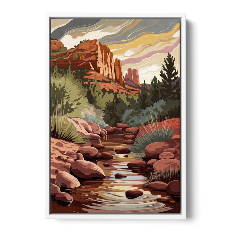 Sedona Oak Creek Reflections Front - White Canvas Wall Art