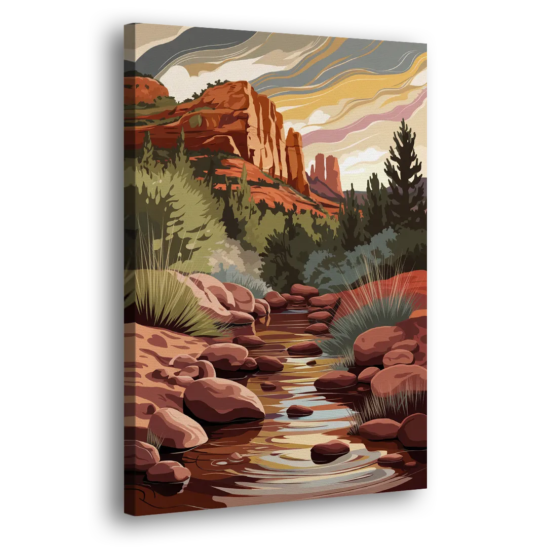 Sedona Oak Creek Reflections Side - Canvas Wall Art