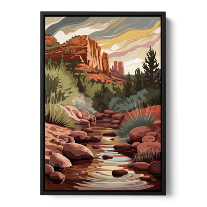 Sedona Oak Creek Reflections Front - Black Canvas Wall Art