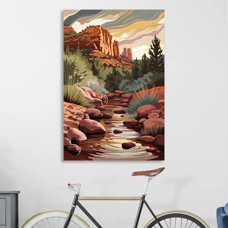 Sedona Oak Creek Reflections Living Room - Canvas Wall Art