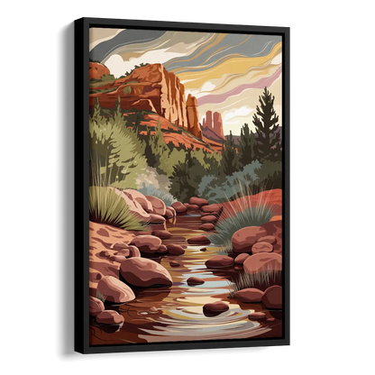 Sedona Oak Creek Reflections Side - Black Canvas Wall Art
