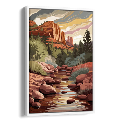 Sedona Oak Creek Reflections Side - White Canvas Wall Art