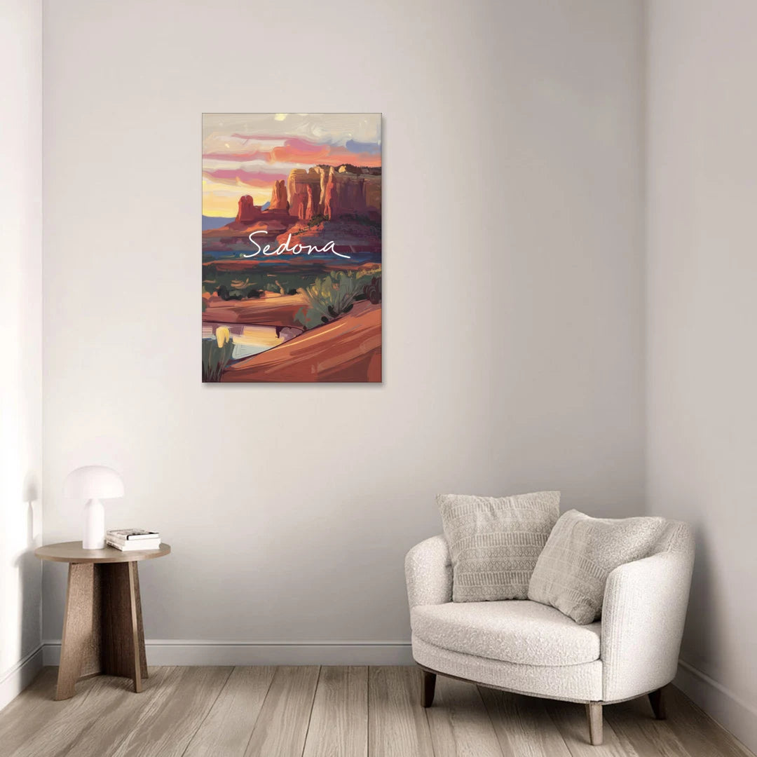 Sedona Red Rock Sunset - Canvas Wall Art - Sofa - 24x36