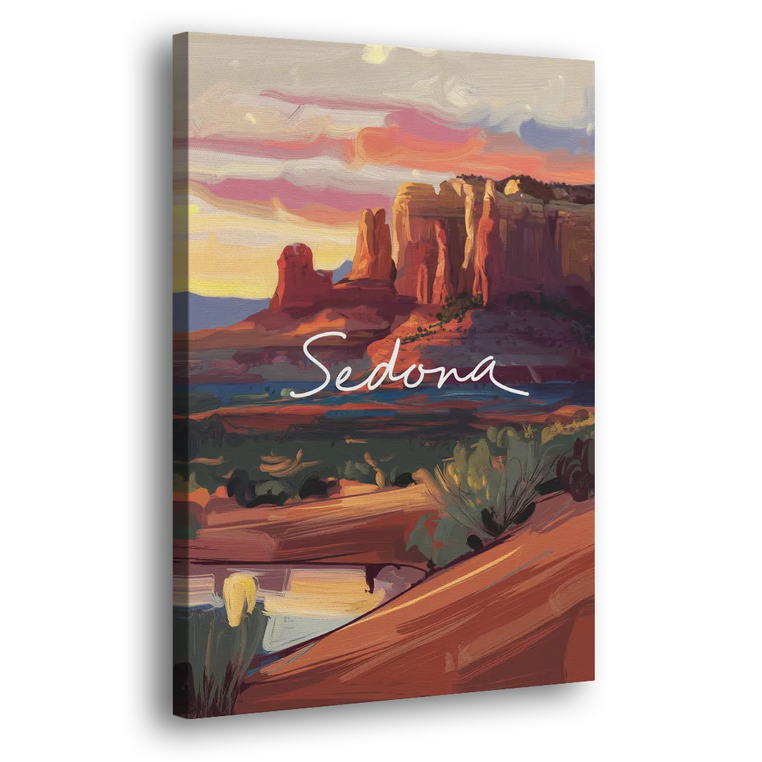 Sedona Red Rock Sunset Side - Canvas Wall Art