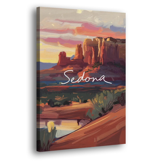 Sedona Red Rock Sunset Side - Canvas Wall Art